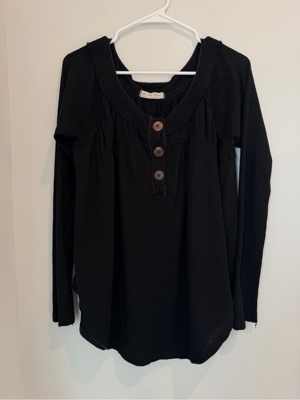 Free People We The Free Black Long-Sleeve Henley Top